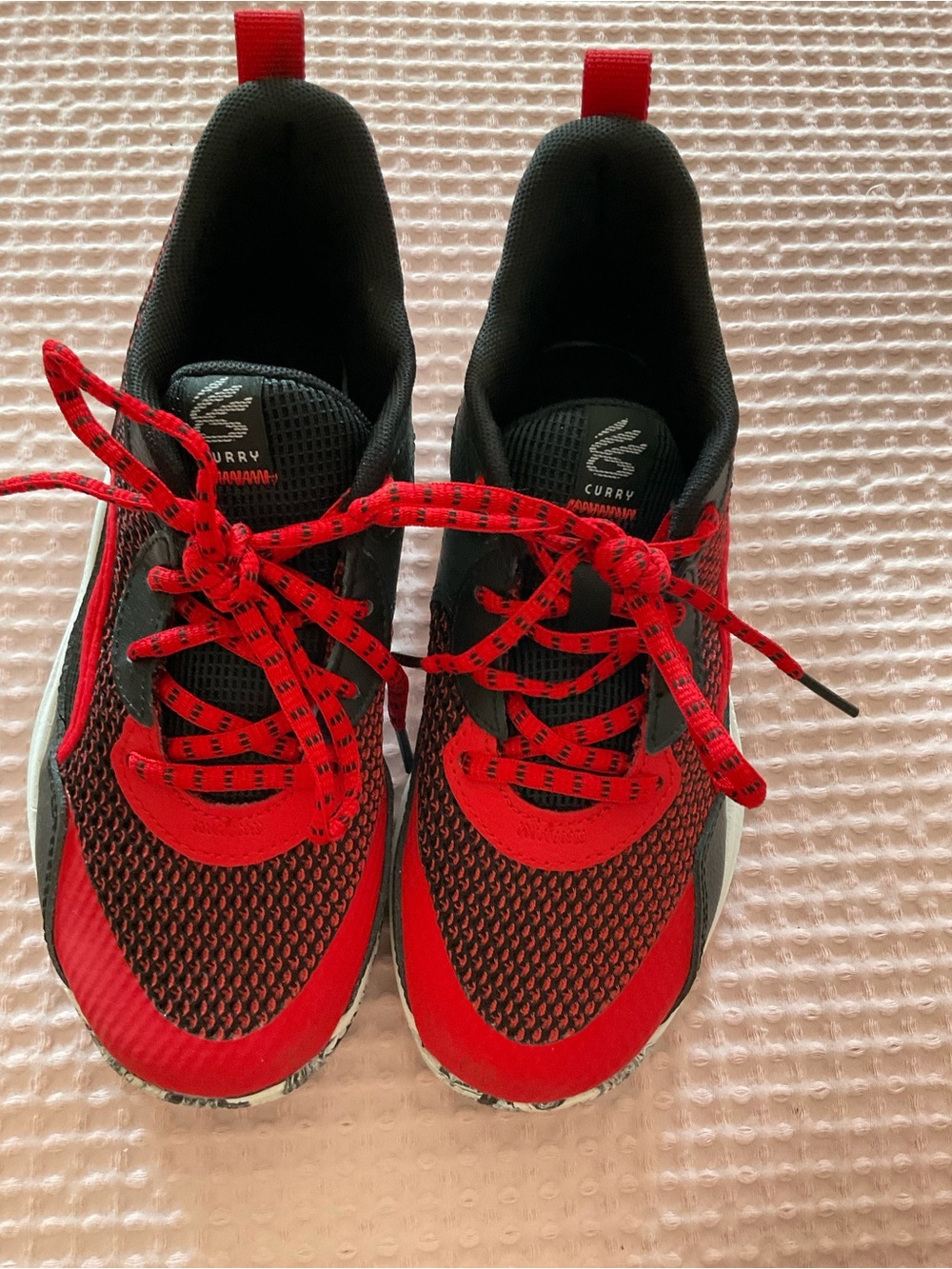 Under Armour Curry Red and Black Kids Sneakers